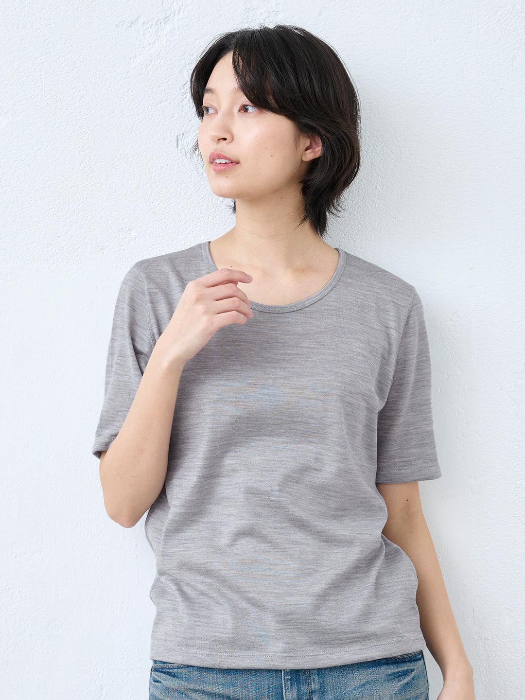 マウントブレスウール100% 五分袖Tシャツ