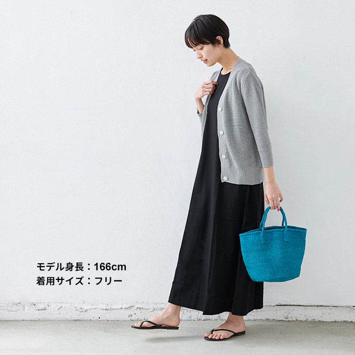 ロングワンピース春夏強撚糸コットンノースリーブマキシワンピース/日本製メール便可40代50代60代女性ファッションレディースマキシワンピース綿100涼しい接触冷感しわになりにくい