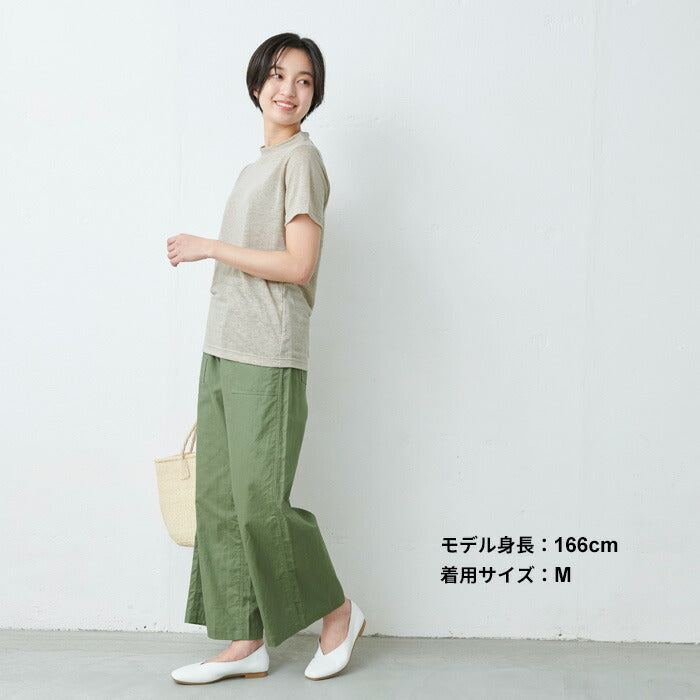 プレミアムリネン100%ハイネックTシャツモックネック【日本製】【メール便可:○】コンパクト涼しいTシャツギフト