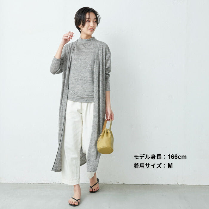 プレミアムリネン100%ハイネックTシャツモックネック【日本製】【メール便可:○】コンパクト涼しいTシャツギフト