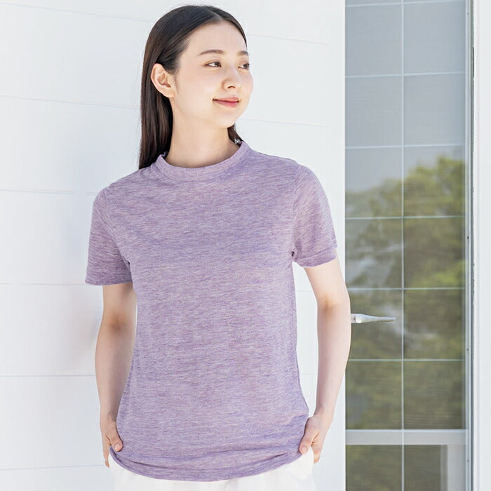プレミアムリネン100% モックネック Tシャツ