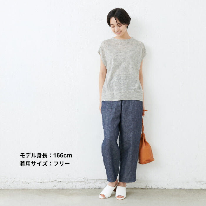 プレミアムリネン100%フレンチスリーブドルマンTシャツ