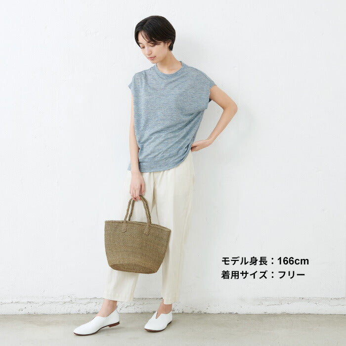 プレミアムリネン100%フレンチスリーブドルマンTシャツ