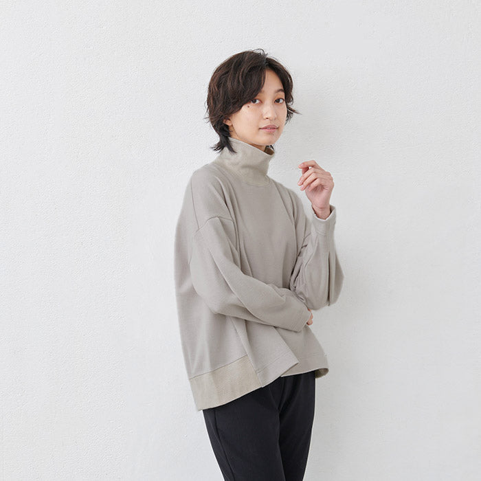 トレーナーレディース無地圧縮ウール100%リブタートル日本製40代50代60代女性ファッションウール100%毛100ニットセータータートルタートルニット