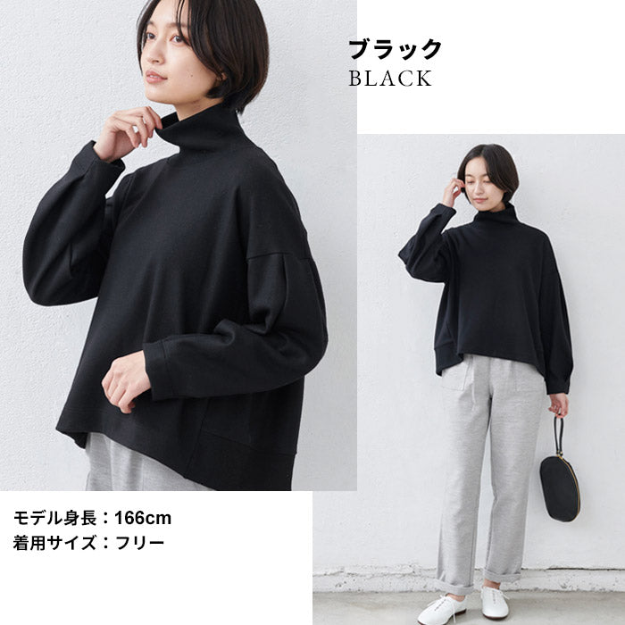 トレーナーレディース無地圧縮ウール100%リブタートル日本製40代50代60代女性ファッションウール100%毛100ニットセータータートルタートルニット