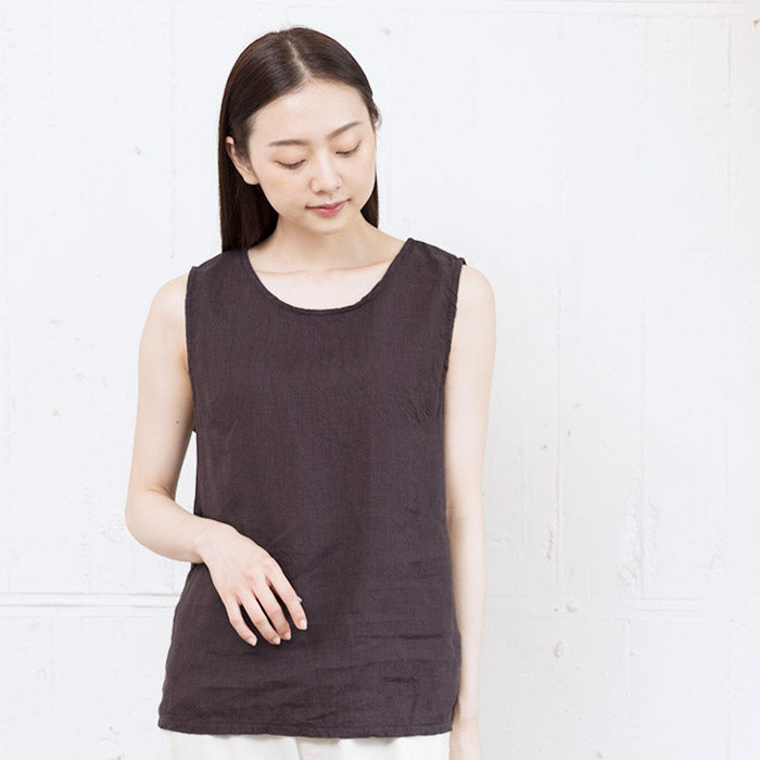 60番手フレンチリネン100% ノースリーブブラウス