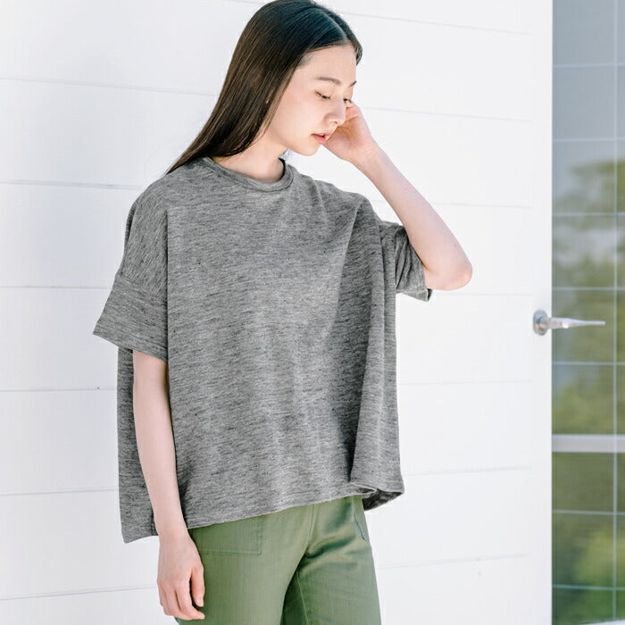 プレミアムヘビーリネン100%ドロップショルダーTシャツ
