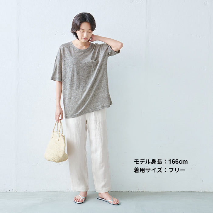 プレミアムヘビーリネン100%ポケットTシャツ/日本製リネン100%麻100%涼しいユニセックスレディース男女兼用無地tシャツ吸汗速乾厚手リネン麻涼しいさらさら