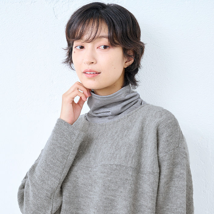 呼吸する ウール100% ネックウォーマー 杢グレー