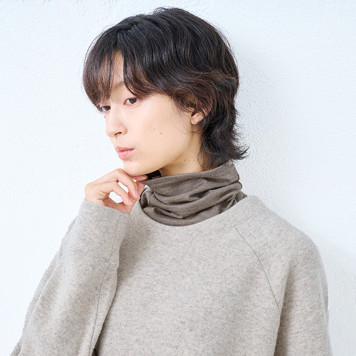 呼吸する ウール100% ネックウォーマー ブラウンベージュ