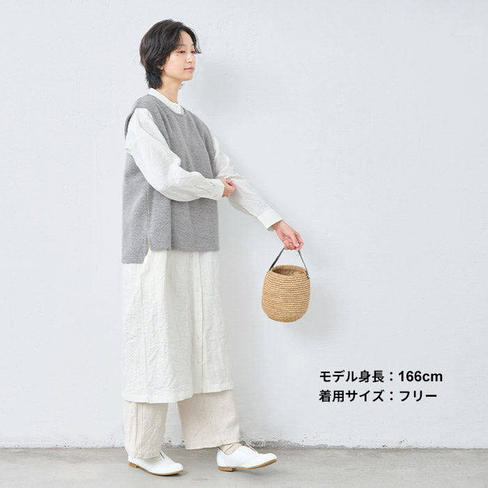 ウールコットンダブルフェイス ベスト 杢グレー