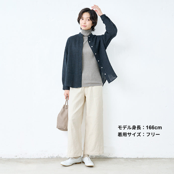コットン100%ルーズデニムワイドパンツ  生成