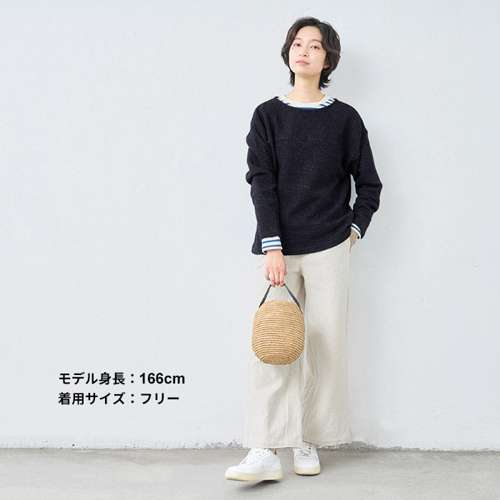 ウールコットンダブルフェイス プルオーバー 杢スミクロ