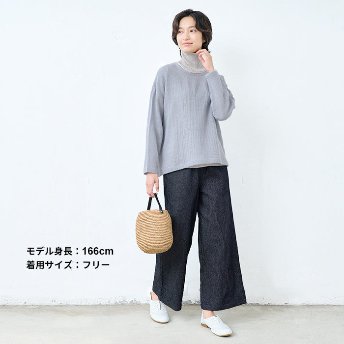 ウール100%ガーゼ ワイドプルオーバー ライトグレー