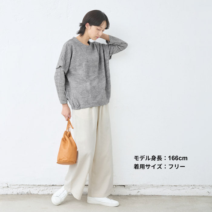[ベストレディース袖付き秋冬]ウール混ジャガードカットソーベスト/日本製50代60代70代女性ファッションミセスウールドット重ね着おしゃれ無地冬秋トップス大人可愛いゆったり大きめ重ね着レイヤード