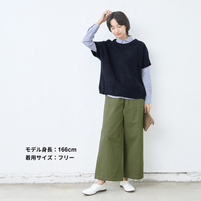 [ベストレディース袖付き秋冬]ウール混ジャガードカットソーベスト/日本製50代60代70代女性ファッションミセスウールドット重ね着おしゃれ無地冬秋トップス大人可愛いゆったり大きめ重ね着レイヤード