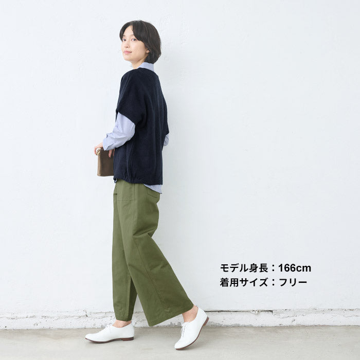 [ベストレディース袖付き]ウール混ジャガードカットソーベスト/日本製50代60代70代女性ファッションミセスウールドット重ね着おしゃれ無地冬秋トップス大人可愛い