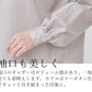 [ギャザーブラウス長袖秋冬きれいめ]コットン100％ハイネックギャザーブラウス/日本製メール便可50代60代70代女性ファッションミセスファッションシャツ綿100ホワイト白フォーマルサテン