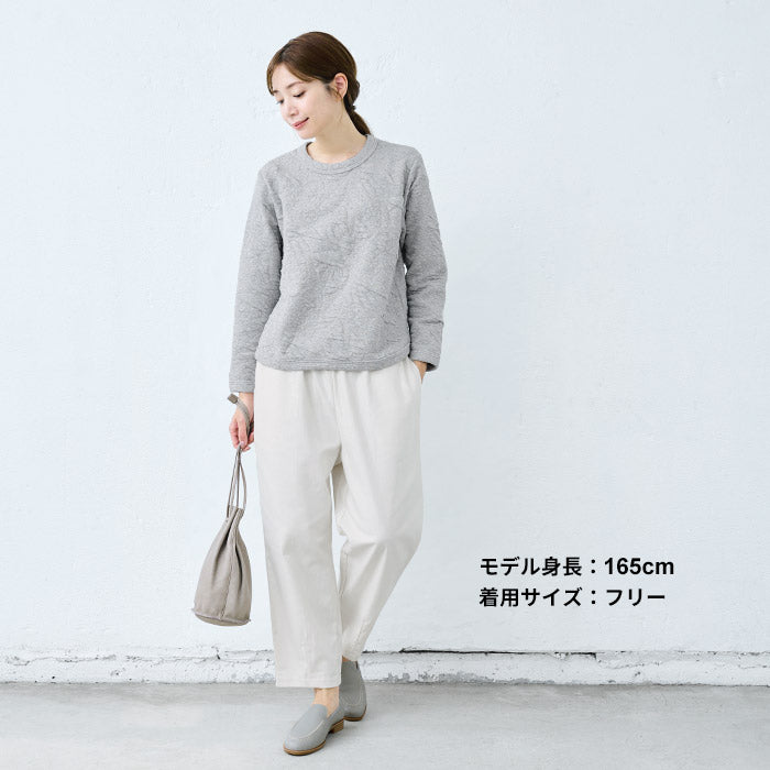 [トレーナーレディース無地秋冬]ストレッチキルトトレーナー/日本製50代60代70代女性ミセスプルオーバーコットンキルティングおしゃれ花柄ゆったりかわいい長袖きれいめシンプルキルト生地キルト綿
