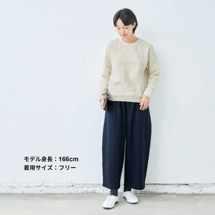 [トレーナーレディース無地秋冬]ストレッチキルトトレーナー/日本製50代60代70代女性ミセスプルオーバーコットンキルティングおしゃれ花柄ゆったりかわいい長袖きれいめシンプルキルト生地キルト綿