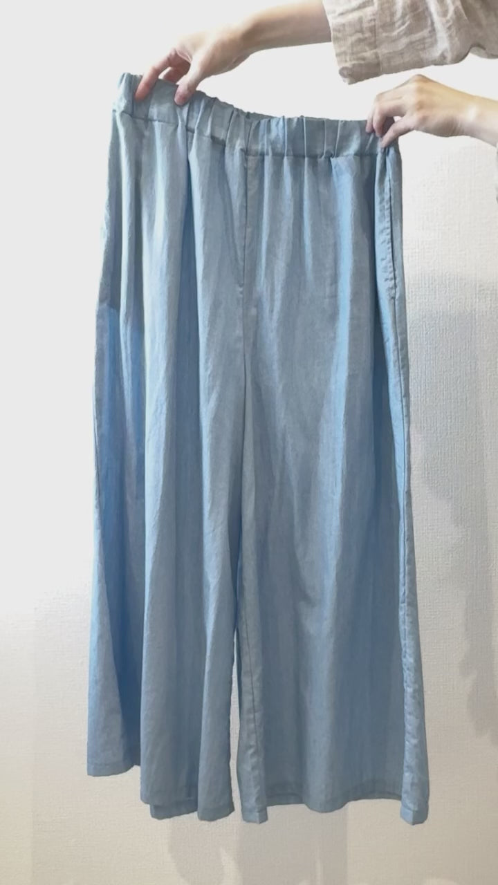 コットン100% エアリーデニム ガウチョパンツ
