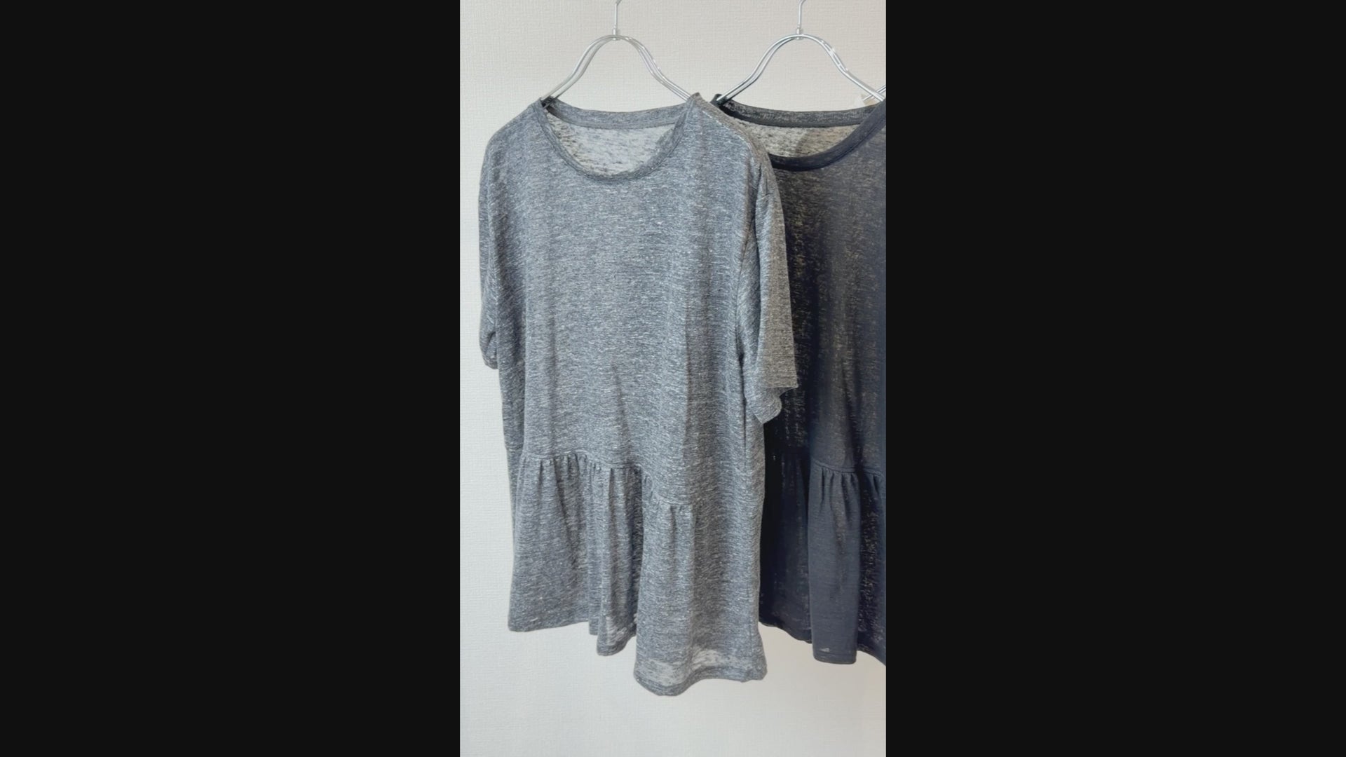 リネン100% ギャザー切り替えTシャツ
