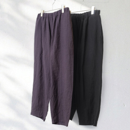 40番手フレンチリネン100%切り替えカーブパンツ