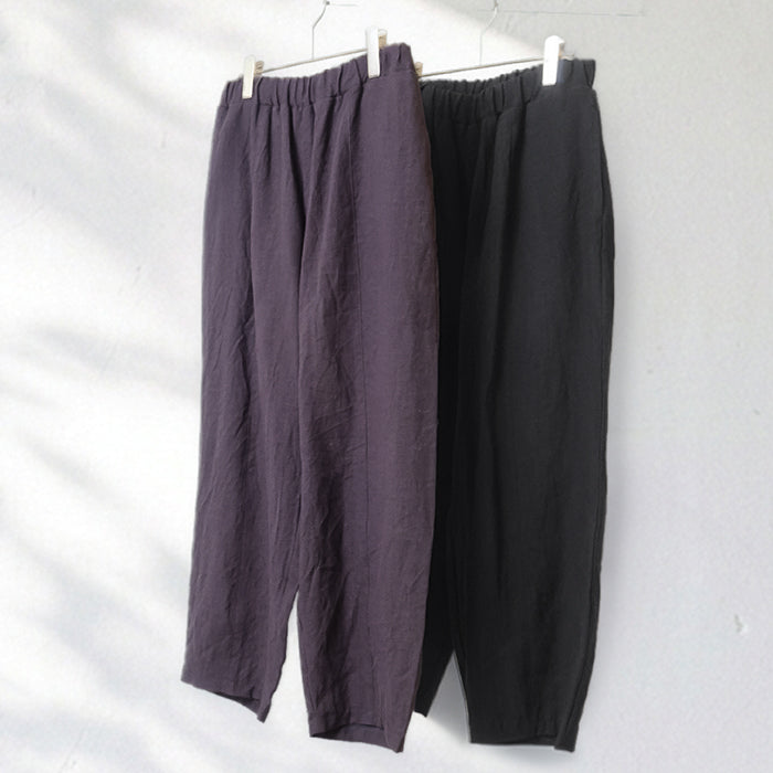 40番手フレンチリネン100%切り替えカーブパンツ
