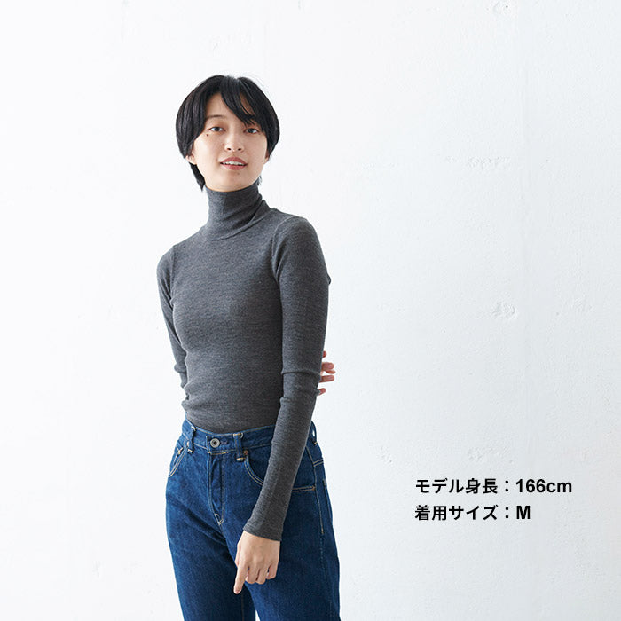 [ウール100%タートルネックレディース洗える]チクチクしないミラクルウールインナータートルネックプルオーバー/日本製メール便可40代50代60代30代女性ファッションタートルリブ薄手カットソー長袖暖かい春冬秋トップス