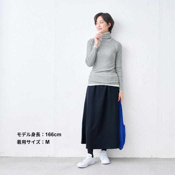 ミラクルウール100% タートルネックプルオーバー ライト杢グレー