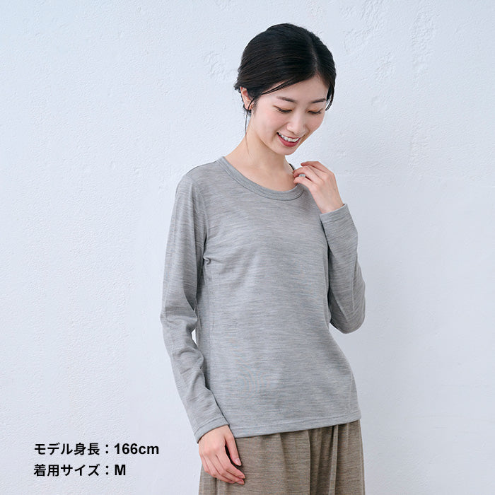 マウントブレスウール100％ 長袖 Tシャツ 杢グレー