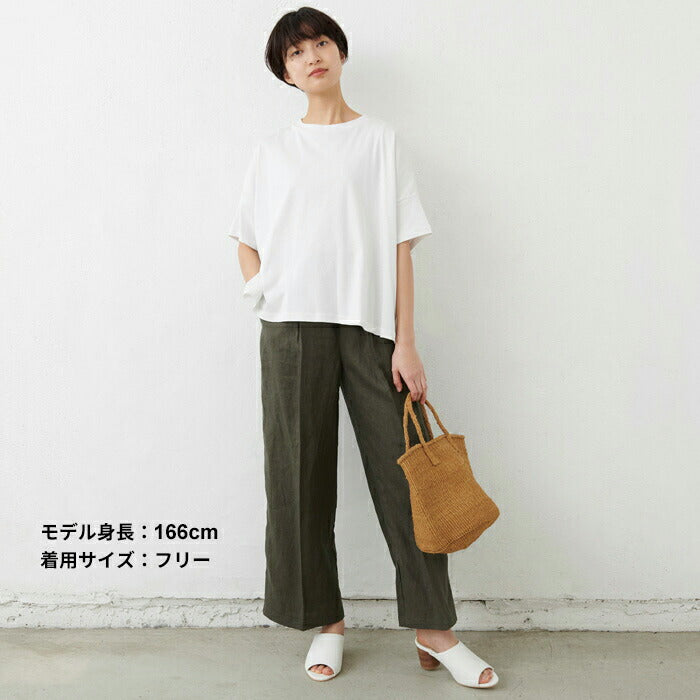 強撚コットン100%ドロップショルダーTシャツ