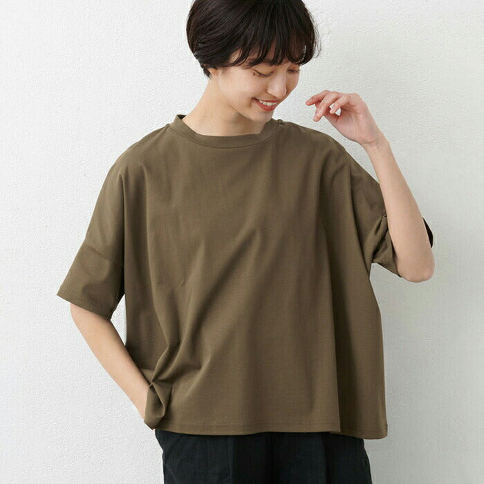 強撚糸コットン100％ ドロップショルダー Tシャツ