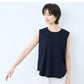 [接触冷感ノースリーブtシャツレディースカットソー]強撚コットン100%ノースリーブゆったりプルオーバー/日本製40代50代60代タンクトップ綿100涼しいカジュアル無地接触冷感夏