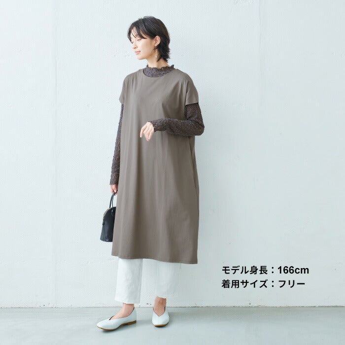 強撚コットン100%バックギャザーワンピース