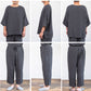 【再入荷】[ガーゼパジャマレディース]リネン＆コットン接結セットアップルームウェア/日本製40代50代60代30代上下セット部屋着寝間着綿麻涼しい春夏秋冬オールシーズン贈り物ギフトプレゼント生成りナチュラル紺ネイビースミクロ墨黒