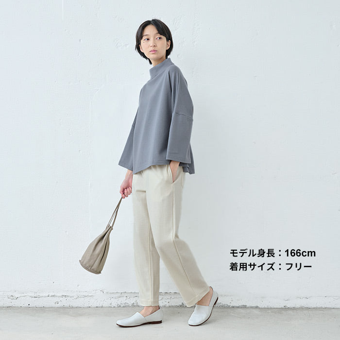 [モックネックプルオーバーレディース]圧縮ウール100%モックネックプルオーバー/日本製メール便可40代50代60代女性ファッション毛100％体系カバーフォーマルゆったり卒業式母入学式きれいめ