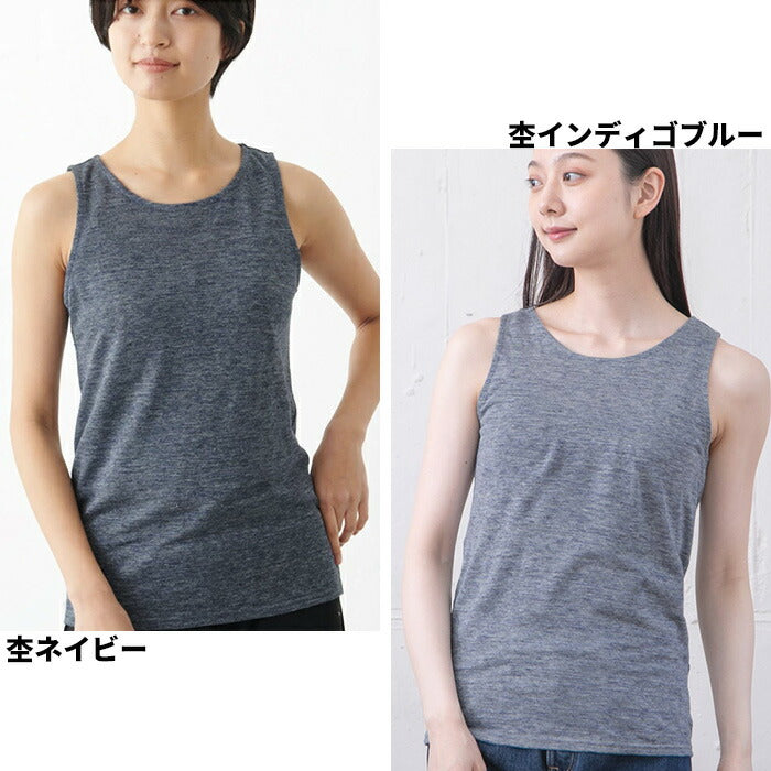 [累計販売枚数5000枚突破リネンタンクトップレディース]プレミアムリネン100％ベーシックタンクトップ/日本製メール便可40代50代60代女性麻100ファッションインナーノースリーブ速乾大きいサイズ天然素材
