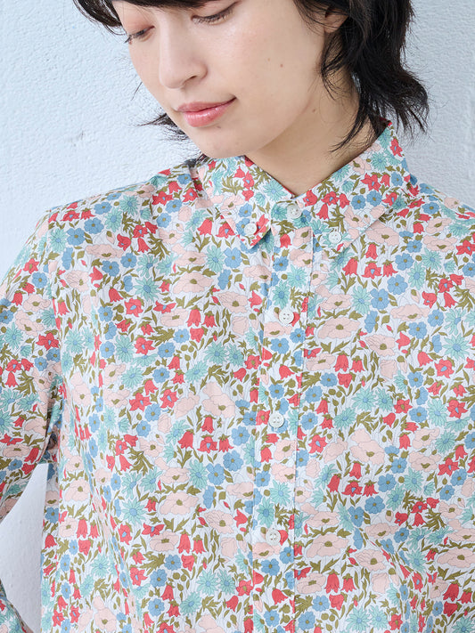 リバティプリント ボタンダウン 長袖シャツ