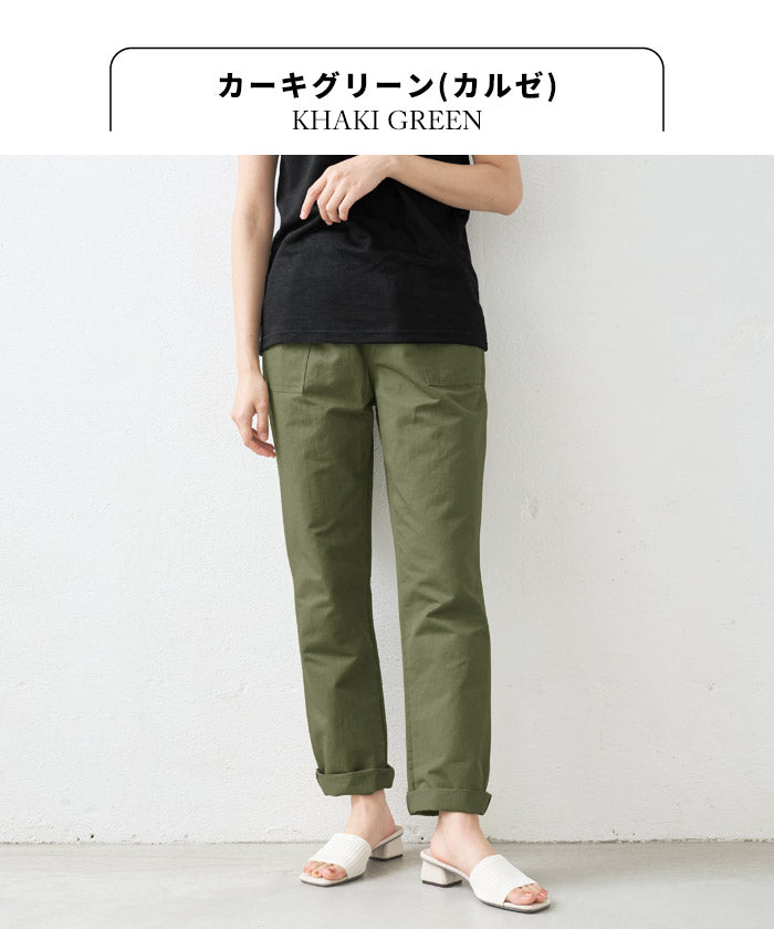 [パンツレディースゆったり]綿麻ベイカーパンツ【テーパードパンツ】/メール便可日本製30代40代50代女性ファッションリネンコットンワークテイストカーゴパンツパギンス春夏秋テーパードパンツ大きいサイズ