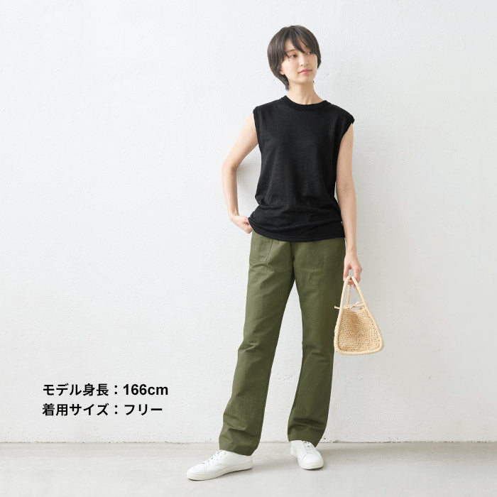 [パンツレディースゆったり]綿麻ベイカーパンツ【テーパードパンツ】/メール便可日本製30代40代50代女性ファッションリネンコットンワークテイストカーゴパンツパギンス春夏秋テーパードパンツ大きいサイズ