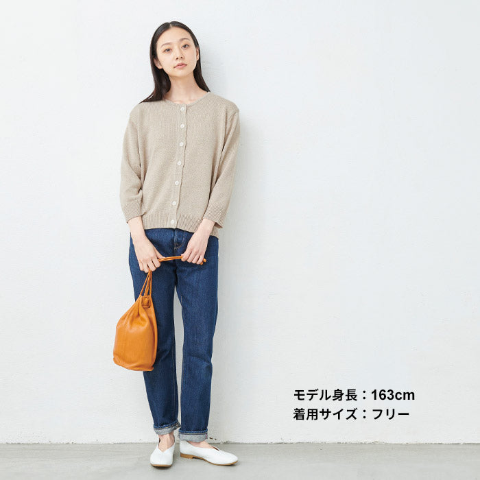 [カーデレディース春服トップス]ギマコットン100%クルーネック八分袖カーディガン/日本製30代40代50代60代綿ニットコットンニット日除け冷房対策羽織り羽織物羽織りもの綿100％春夏秋