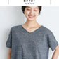 [カットソー半袖Vネックレディース]プレミアムリネン100％VネックTシャツ/日本製メール便可40代50代60代女性ファッションリネンドロップショルダープルオーバー麻100涼しい春夏