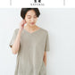 [カットソー半袖Vネックレディース]プレミアムリネン100％VネックTシャツ/日本製メール便可40代50代60代女性ファッションリネンドロップショルダープルオーバー麻100涼しい春夏