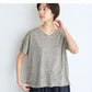 [カットソー半袖Vネックレディース]プレミアムリネン100％VネックTシャツ/日本製メール便可40代50代60代女性ファッションリネンドロップショルダープルオーバー麻100涼しい春夏