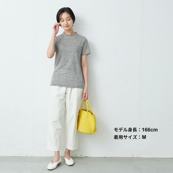 プレミアムリネン100％ハイネックTシャツモックネック【日本製】【メール便可：○】コンパクト涼しいＴシャツギフト