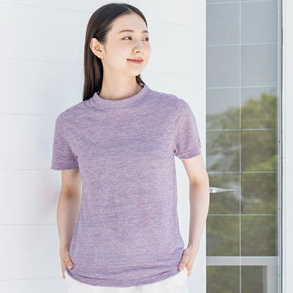 プレミアムリネン100% モックネック Tシャツ