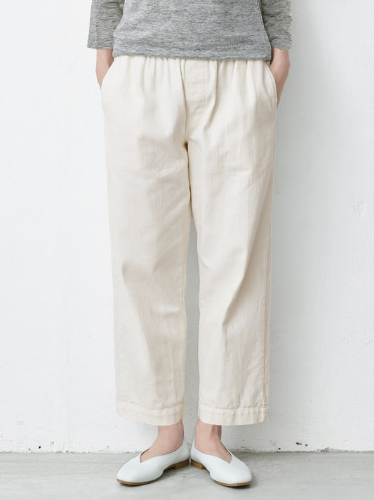 コットン100％しっかり厚手 ヘリンボンセミワイドパンツ