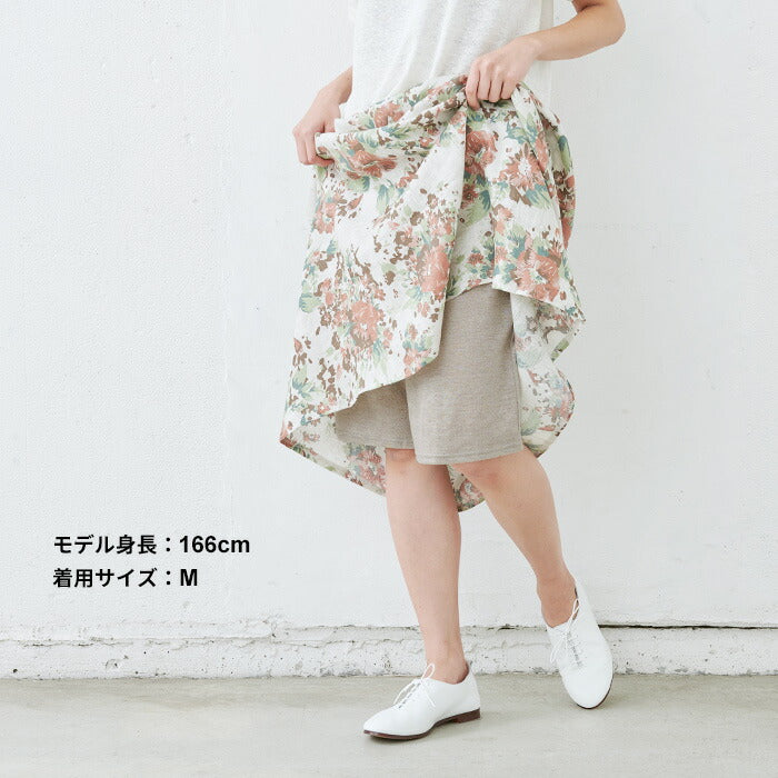 [ペチパンツロングリネン]プレミアムリネン100%カットソーペチパンツ/日本製メール便可40代50代60代女性ファッションレディースペチコート天然素材吸湿速乾麻100春夏インナー大きいサイズ