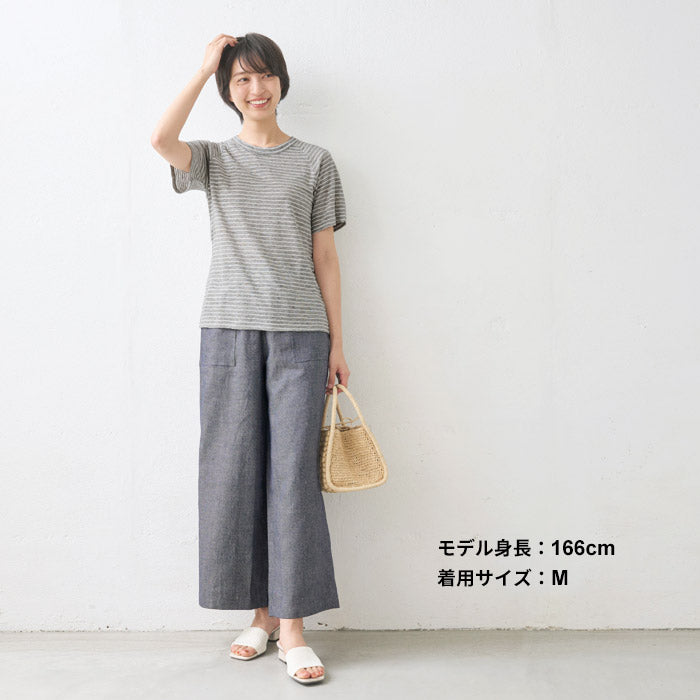 [tシャツレディース半袖リネン]プレミアムリネン100％ラグランクルーネック半袖Tシャツ/日本製メール便可40代50代60代女性ファッションカットソー麻100ルームウェア涼しい天然素材